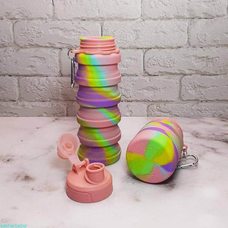 قمقمه تاشو دانش آموز مدرسه دانشگاه یا کودکستان جنس سیلیکونی