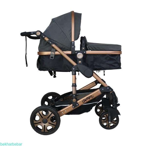 کالسکه اسپرینگ اسپیدا تک دست دوم در حد نو رنگ مشکی برنز