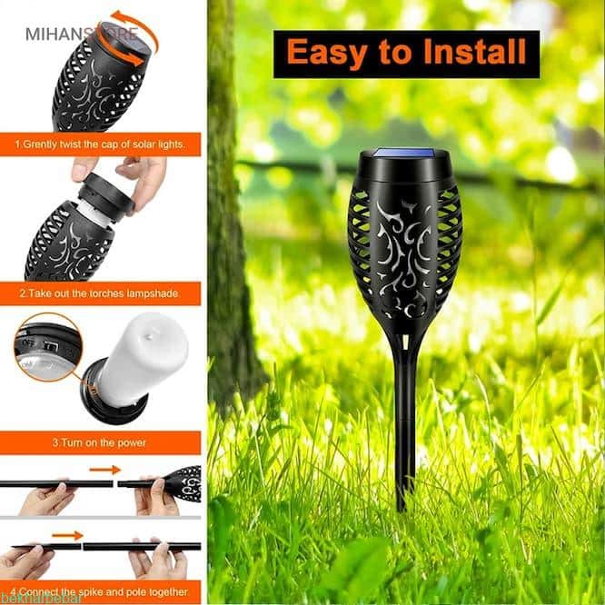 چراغ خورشیدی باغ و باغچه طرح شعله